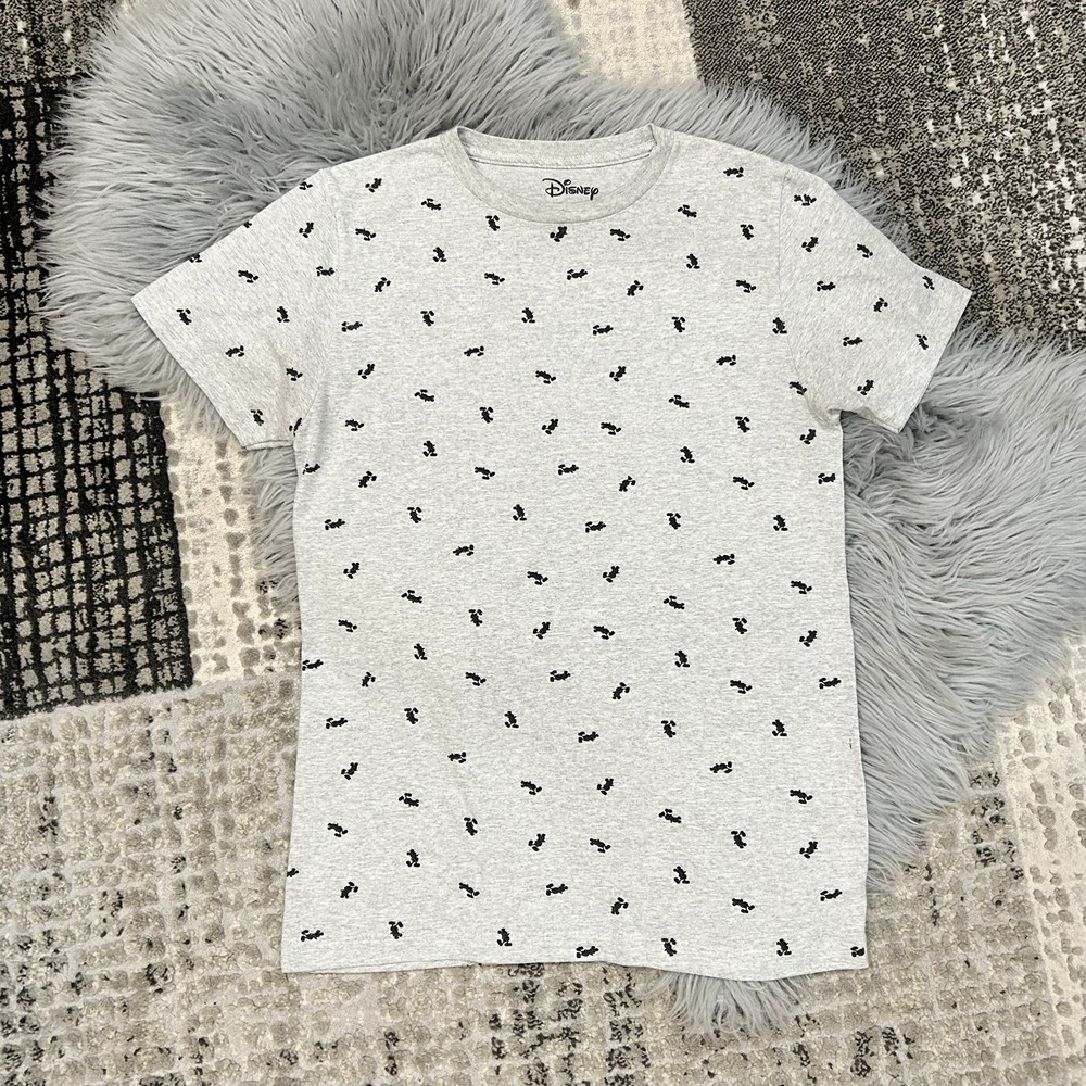 Disney Men's Heathered Gray Mickey Mouse All Over Print Graphic SS T‎ Size Small